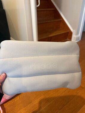 RHODE Padded Embossed Logo Clutch in Light Cream